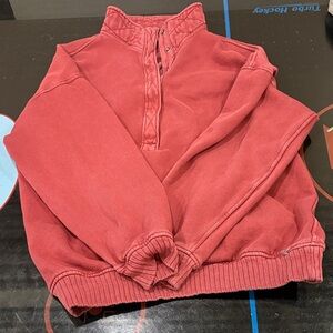 Aerie Coral Quarter-Zip Sweater